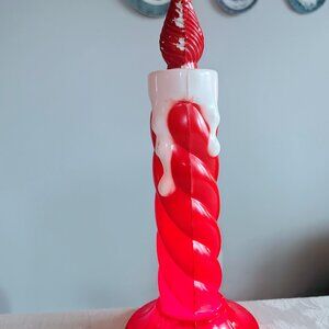 VTG Noma 13" Rope Twist Blow Mold Candle Red Plastic Tested Works 1950s Retro